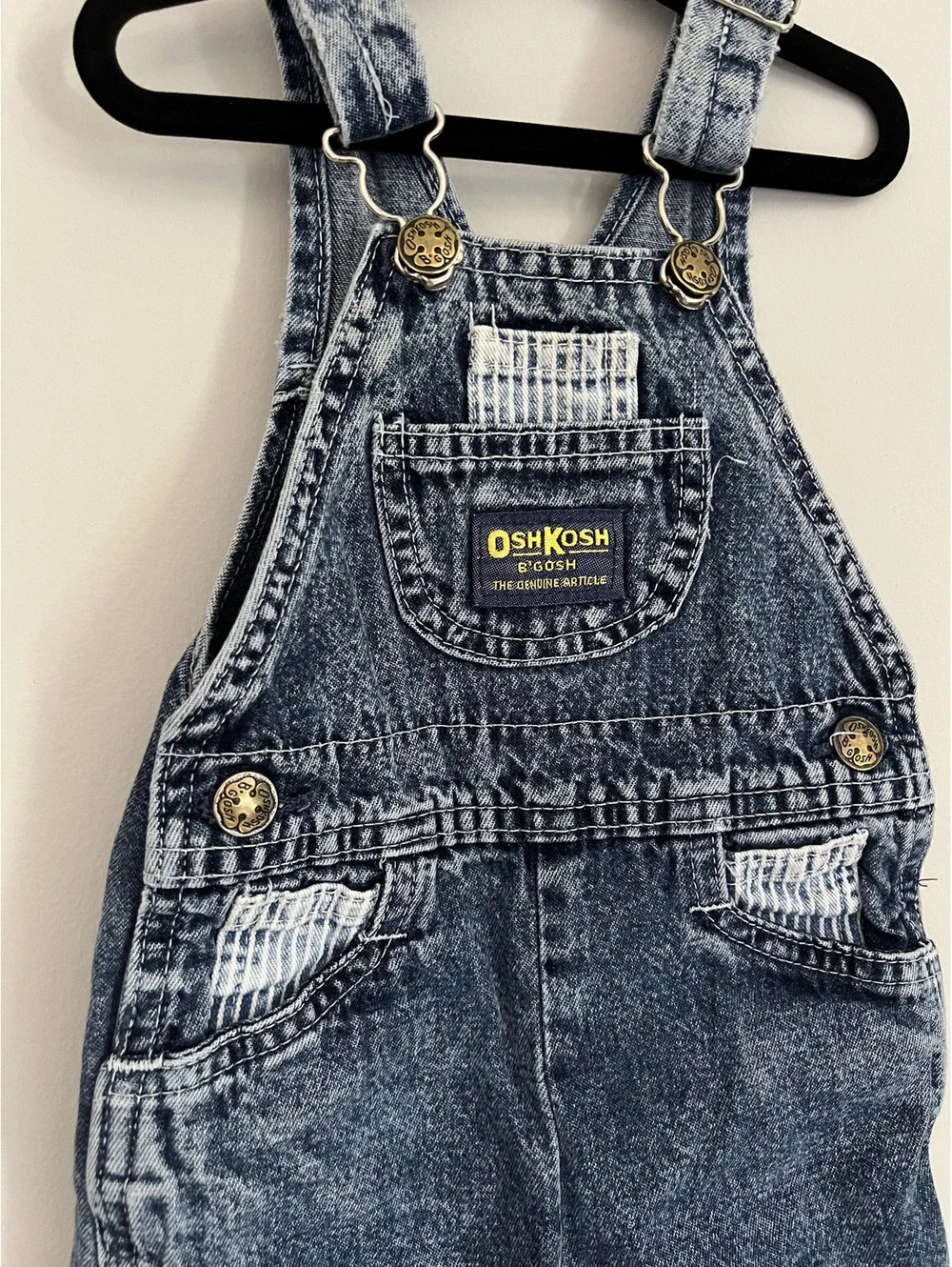 Vintage OshKosh B'Gosh Union Tag Medium Wash w/ Conductor Stripe Detail Overalls